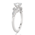 Round Lab Grown Diamond Side Stone Engagement Ring