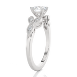 Round Lab Grown Diamond Side Stone Engagement Ring