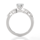 Round Lab Grown Diamond Side Stone Engagement Ring