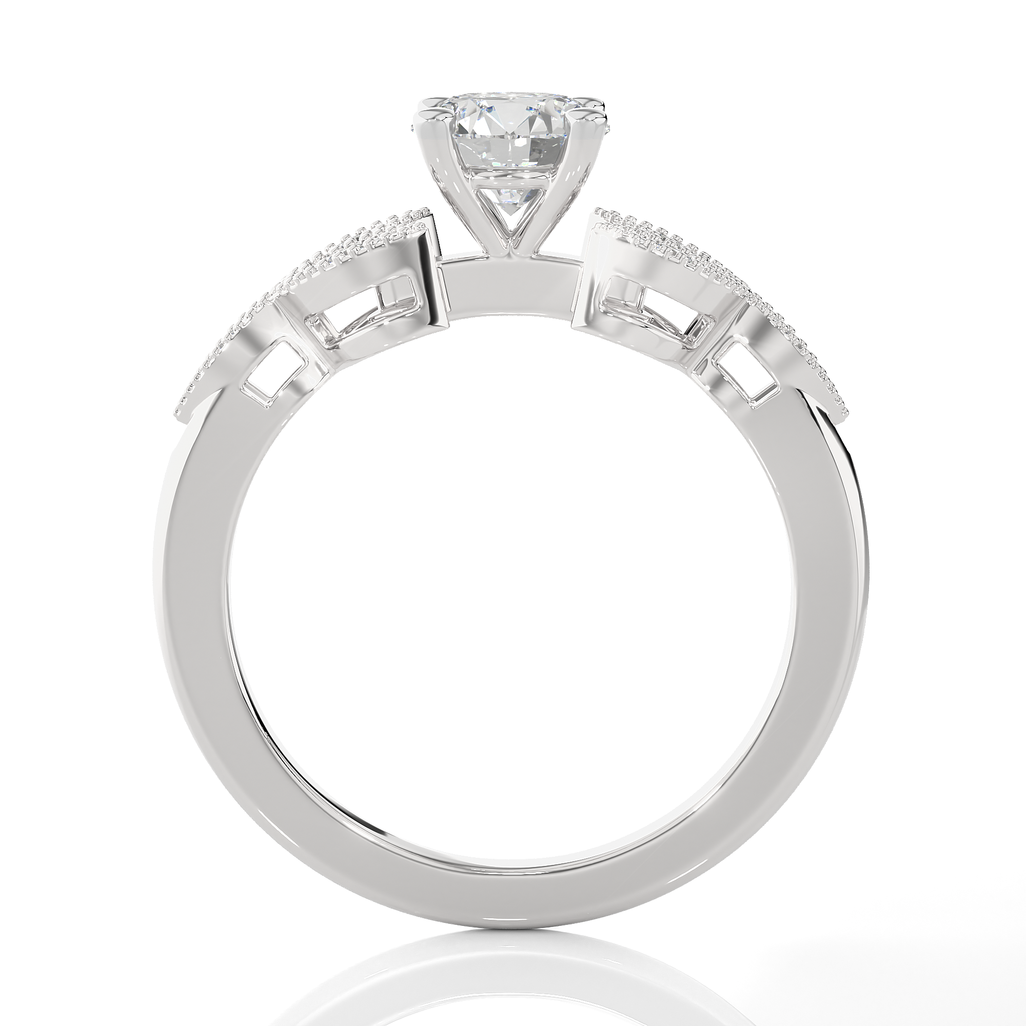 Round Lab Grown Diamond Side Stone Engagement Ring