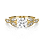 Round Lab Grown Diamond Side Stone Engagement Ring