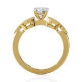 Round Lab Grown Diamond Side Stone Engagement Ring