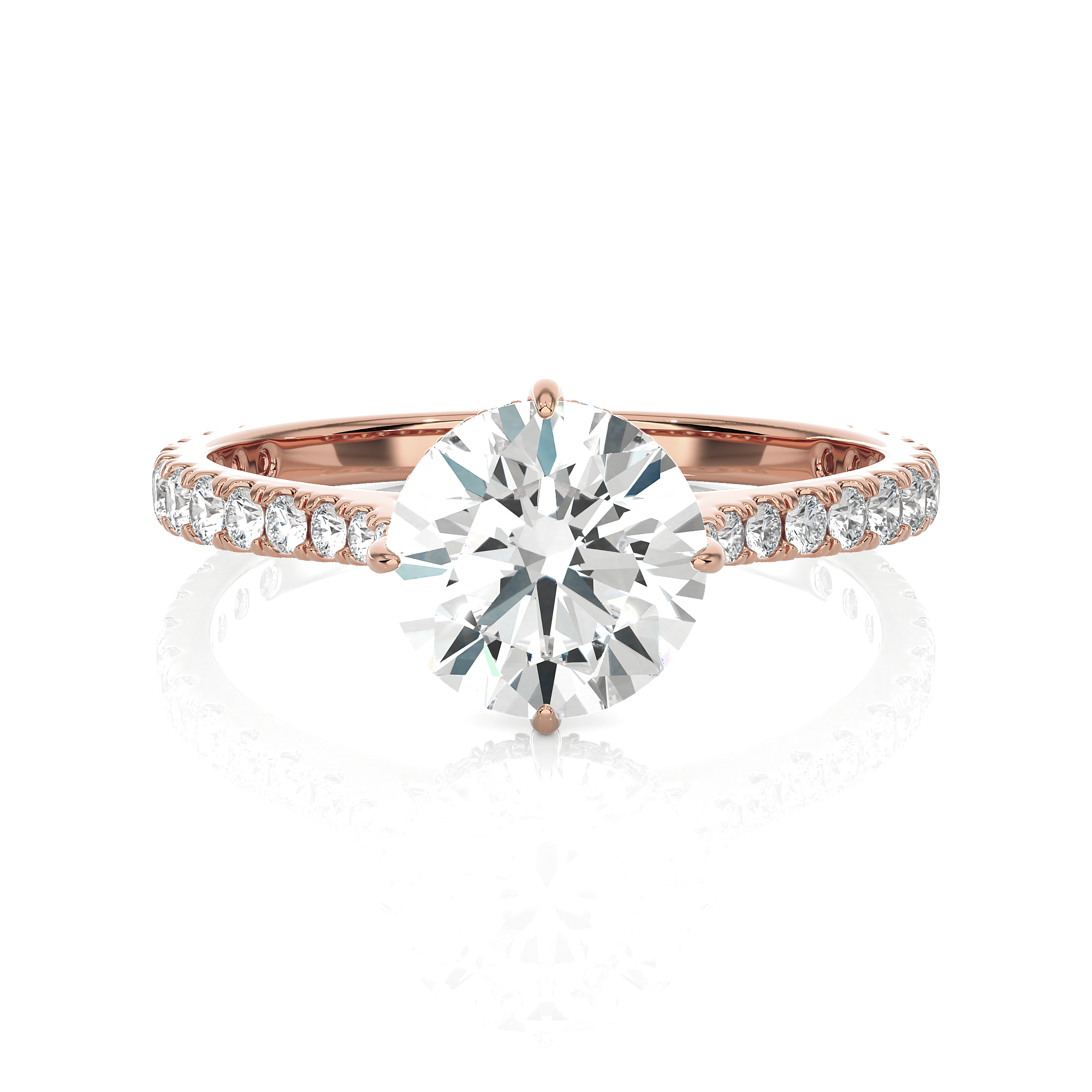 Round Lab Grown Diamond Side Stone Engagement Ring