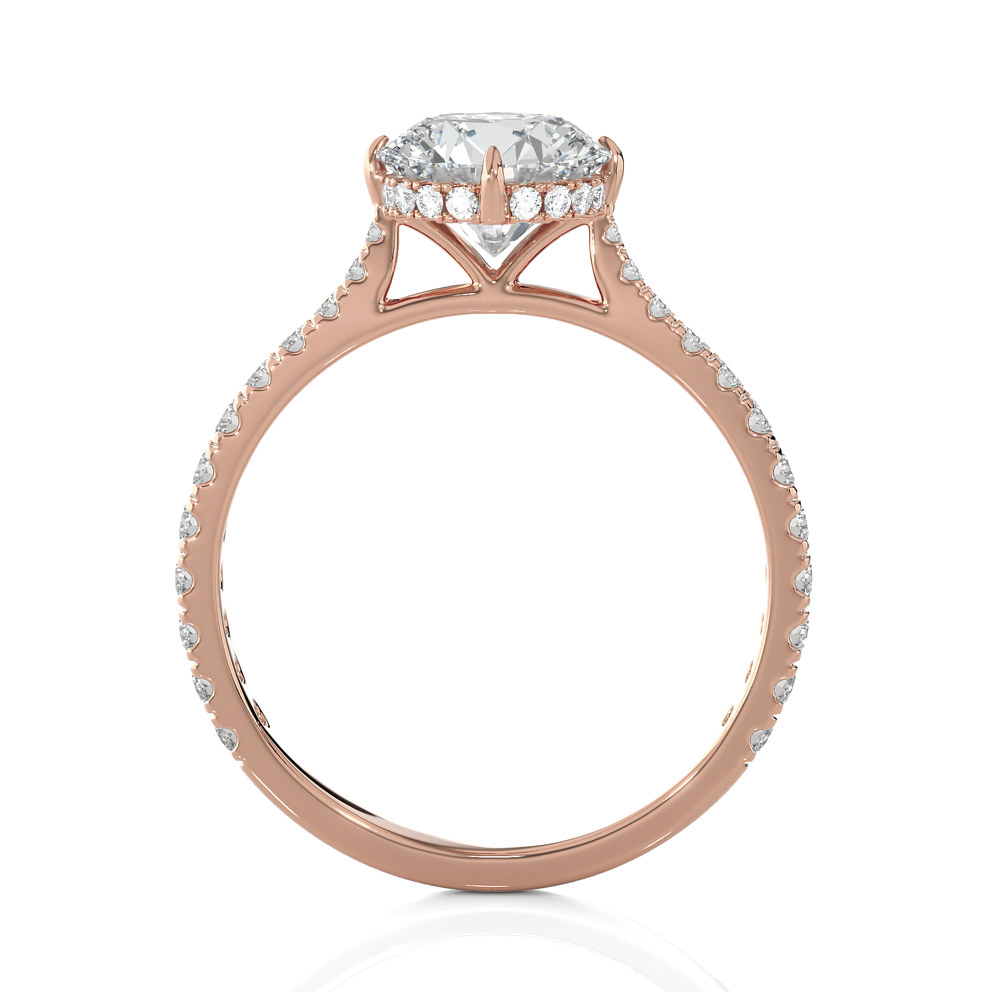 Round Lab Grown Diamond Side Stone Engagement Ring