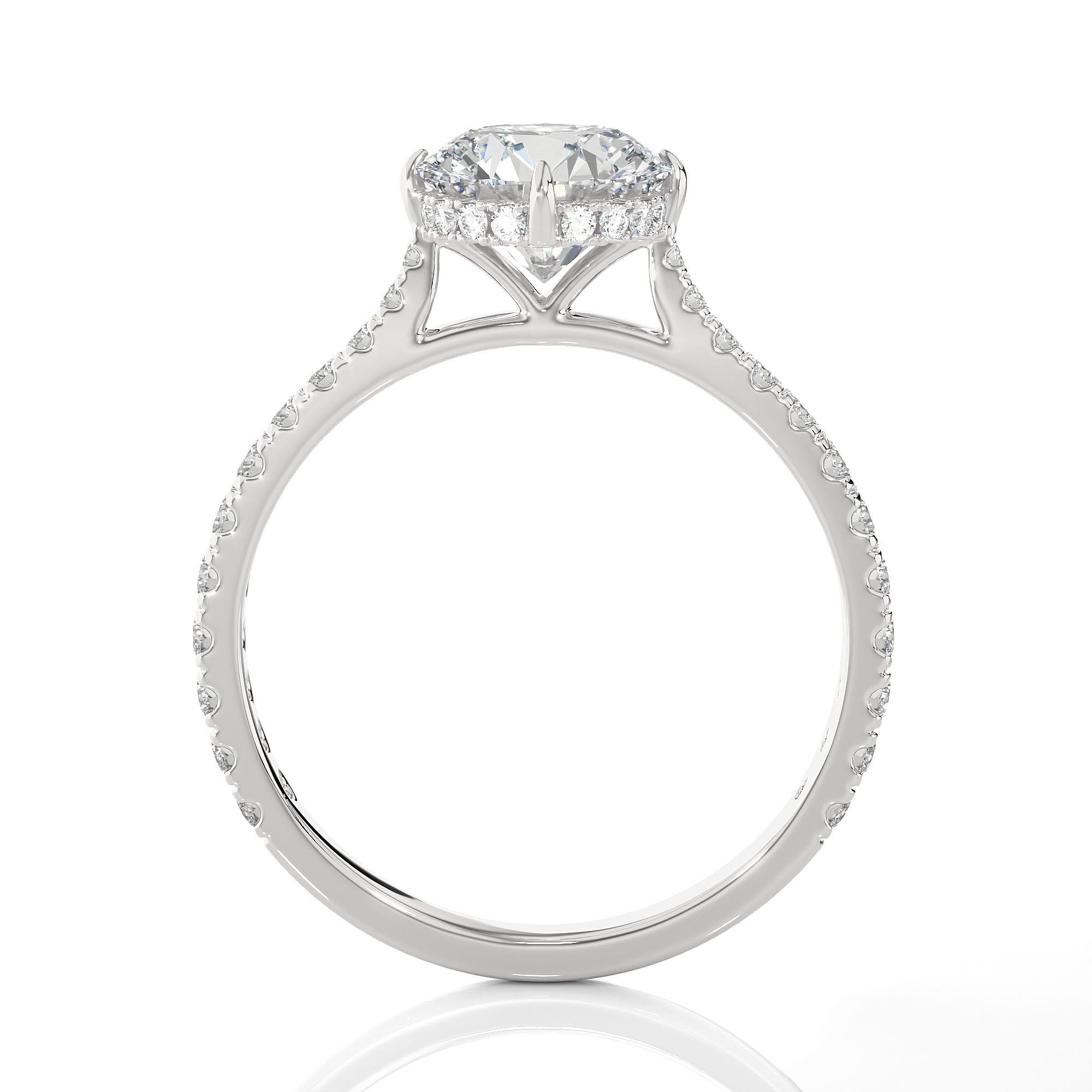 Round Lab Grown Diamond Side Stone Engagement Ring