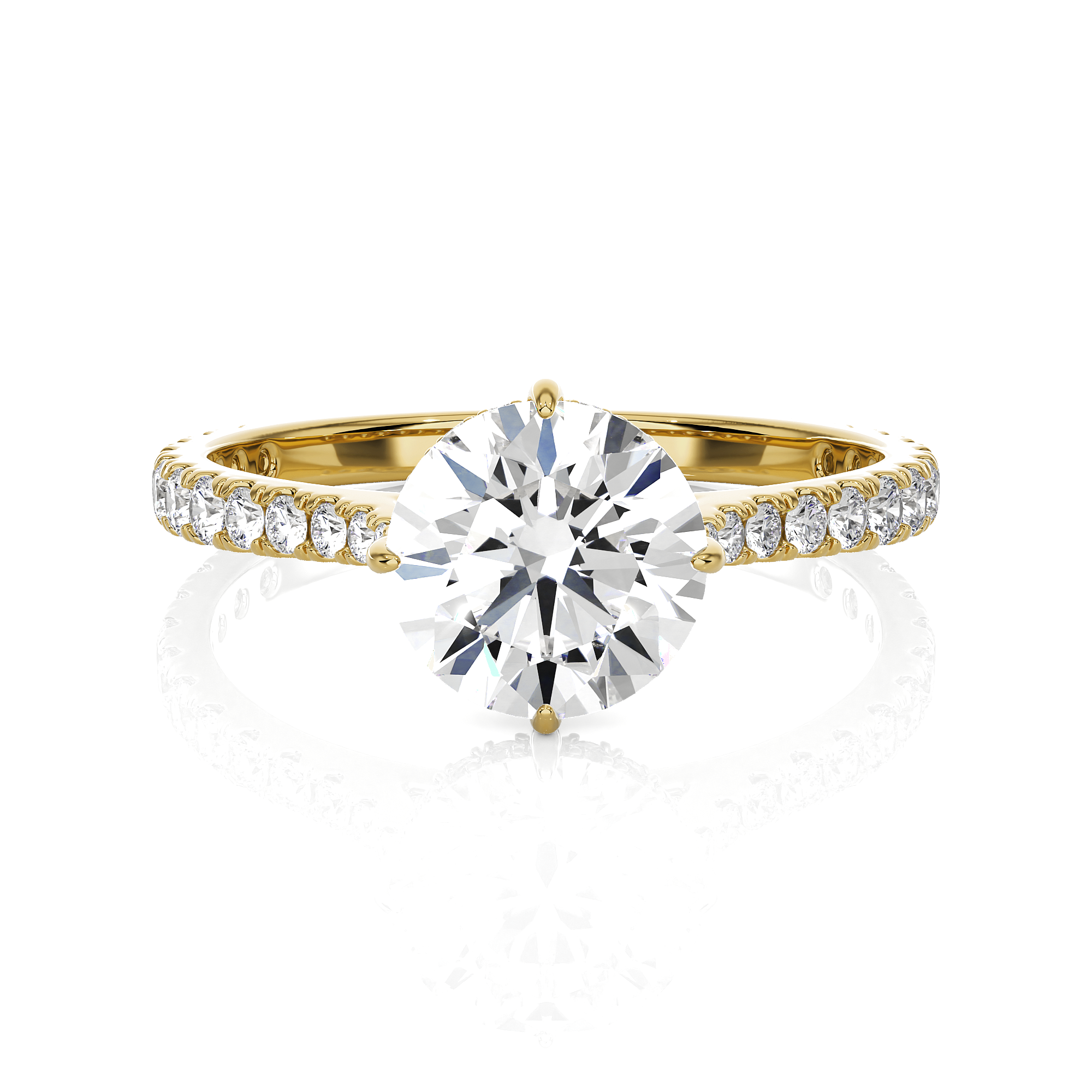 Round Lab Grown Diamond Side Stone Engagement Ring