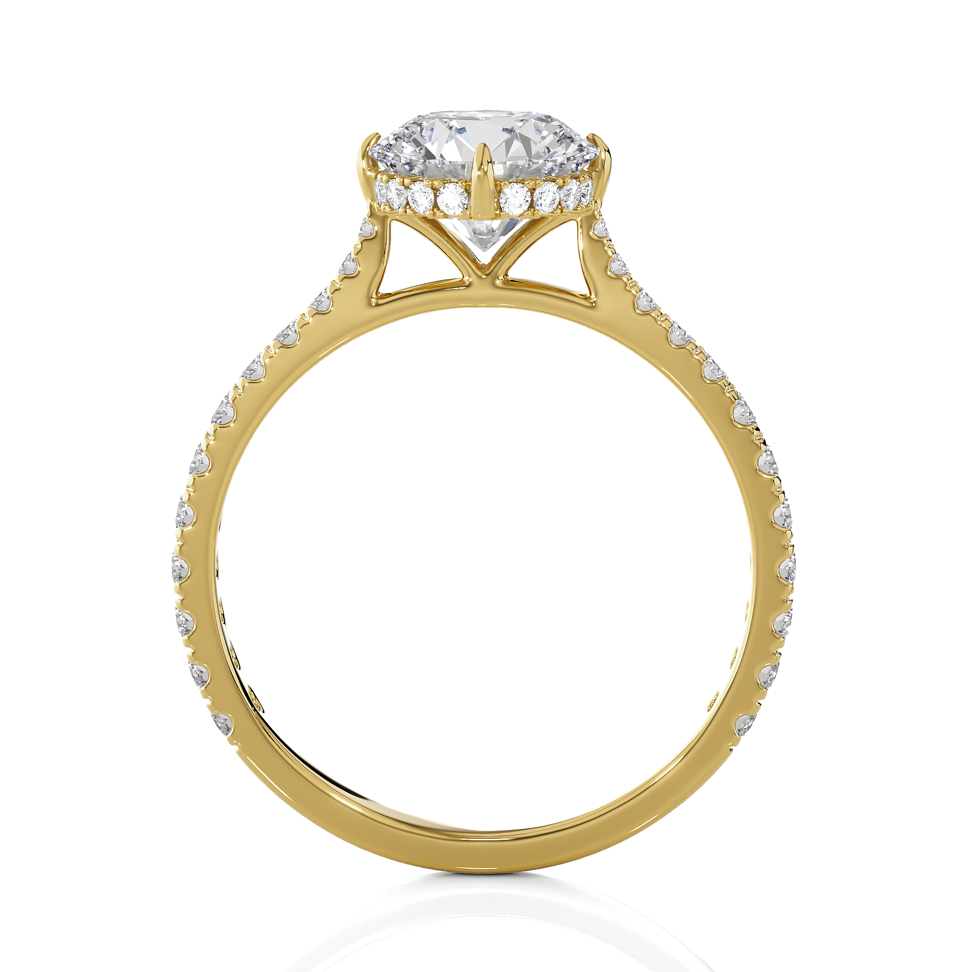 Round Lab Grown Diamond Side Stone Engagement Ring