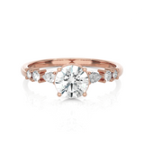 Round Lab Grown Diamond Side Stone Engagement Ring