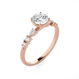 Round Lab Grown Diamond Side Stone Engagement Ring
