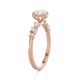 Round Lab Grown Diamond Side Stone Engagement Ring