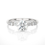 Round Lab Grown Diamond Side Stone Engagement Ring