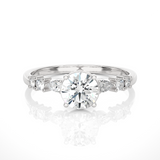 Round Lab Grown Diamond Side Stone Engagement Ring