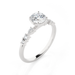 Round Lab Grown Diamond Side Stone Engagement Ring