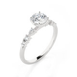 Round Lab Grown Diamond Side Stone Engagement Ring