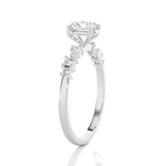 Round Lab Grown Diamond Side Stone Engagement Ring