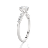 Round Lab Grown Diamond Side Stone Engagement Ring