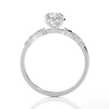 Round Lab Grown Diamond Side Stone Engagement Ring