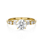 Round Lab Grown Diamond Side Stone Engagement Ring