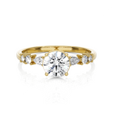 Round Lab Grown Diamond Side Stone Engagement Ring