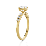 Round Lab Grown Diamond Side Stone Engagement Ring