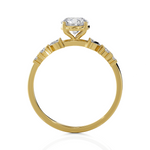 Round Lab Grown Diamond Side Stone Engagement Ring