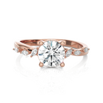 Round Lab Grown Diamond Side Stone Engagement Ring