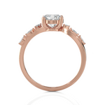 Round Lab Grown Diamond Side Stone Engagement Ring
