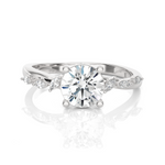 Round Lab Grown Diamond Side Stone Engagement Ring