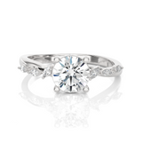 Round Lab Grown Diamond Side Stone Engagement Ring