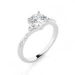 Round Lab Grown Diamond Side Stone Engagement Ring