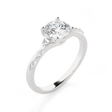 Round Lab Grown Diamond Side Stone Engagement Ring