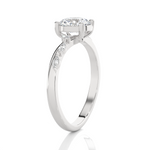 Round Lab Grown Diamond Side Stone Engagement Ring