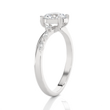 Round Lab Grown Diamond Side Stone Engagement Ring