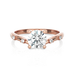 Round Lab Grown Diamond Side Stone Engagement Ring