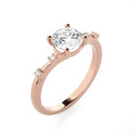 Round Lab Grown Diamond Side Stone Engagement Ring