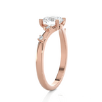 Round Lab Grown Diamond Side Stone Engagement Ring