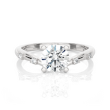 Round Lab Grown Diamond Side Stone Engagement Ring