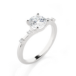 Round Lab Grown Diamond Side Stone Engagement Ring