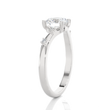 Round Lab Grown Diamond Side Stone Engagement Ring