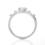 Round Lab Grown Diamond Side Stone Engagement Ring