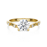 Round Lab Grown Diamond Side Stone Engagement Ring