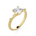 Round Lab Grown Diamond Side Stone Engagement Ring