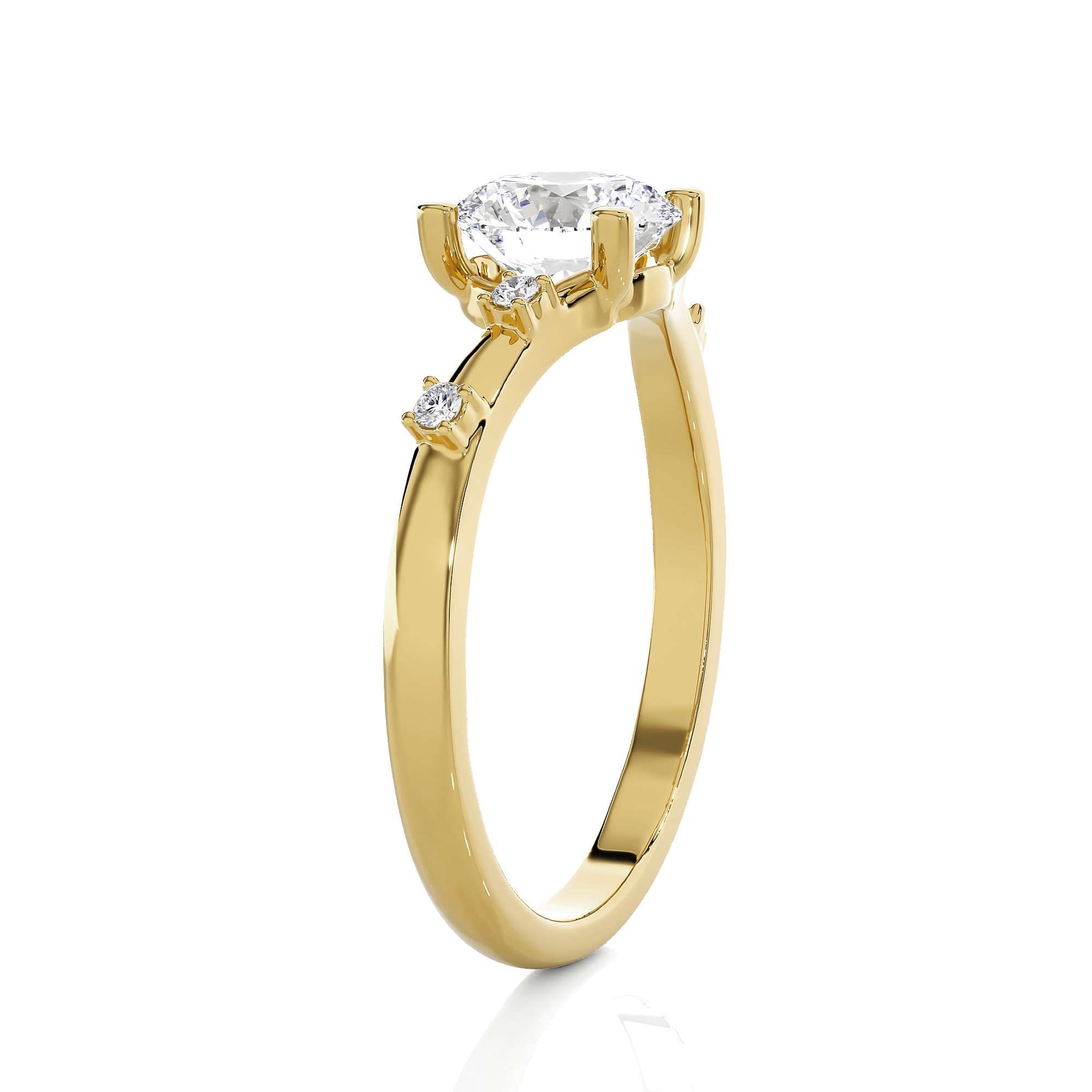 Round Lab Grown Diamond Side Stone Engagement Ring