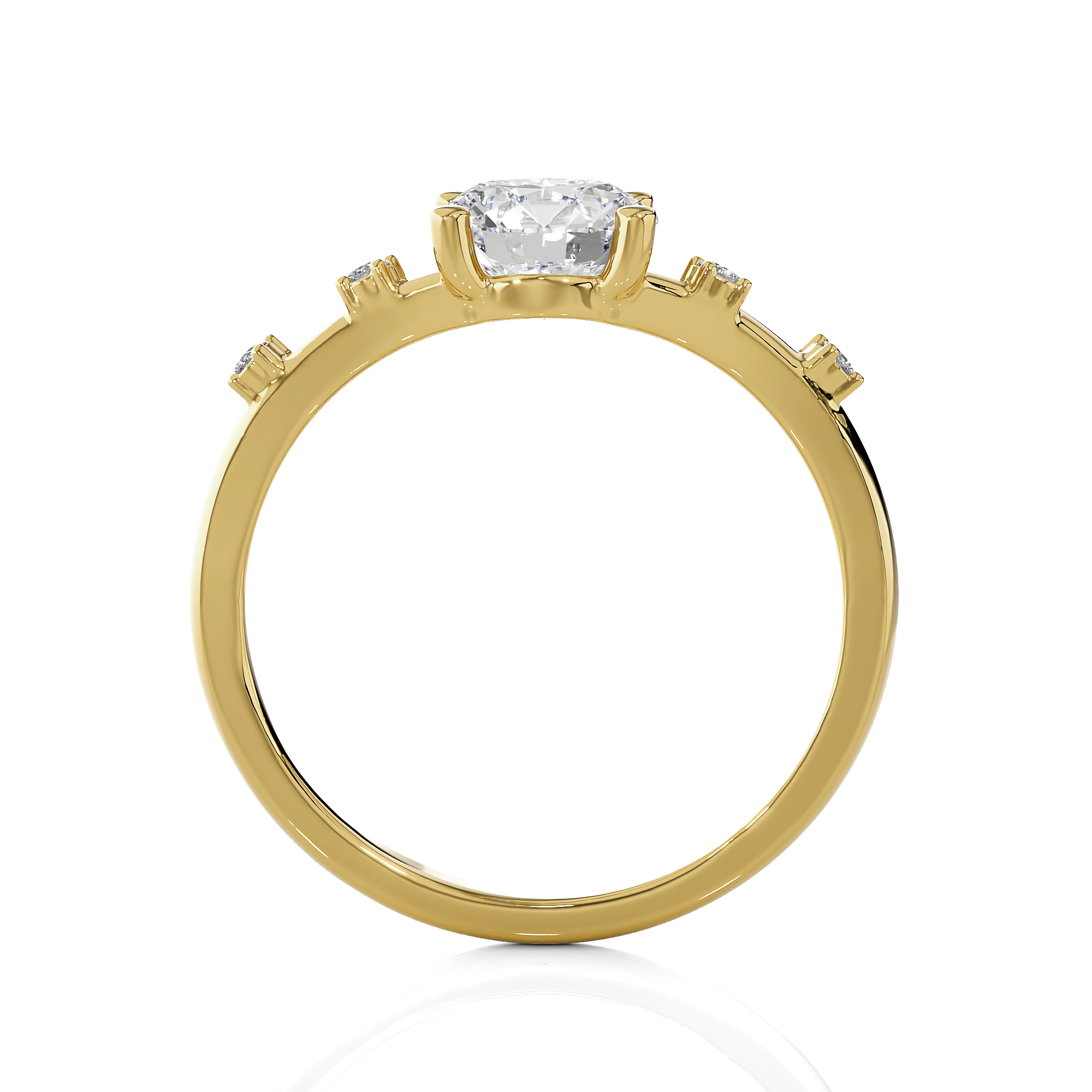 Round Lab Grown Diamond Side Stone Engagement Ring