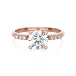 Round Lab Grown Diamond Side Stone Engagement Ring