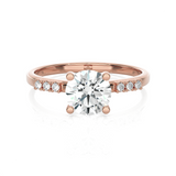 Round Lab Grown Diamond Side Stone Engagement Ring