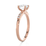 Round Lab Grown Diamond Side Stone Engagement Ring