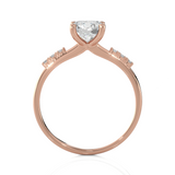 Round Lab Grown Diamond Side Stone Engagement Ring