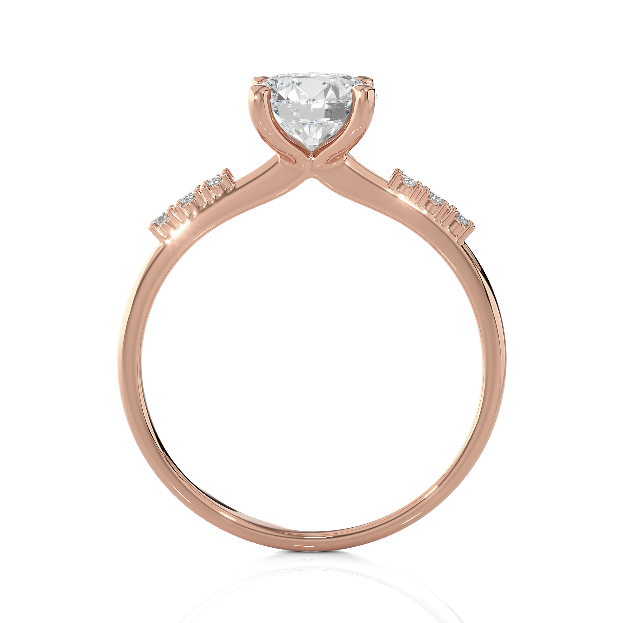 Round Lab Grown Diamond Side Stone Engagement Ring