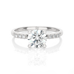 Round Lab Grown Diamond Side Stone Engagement Ring
